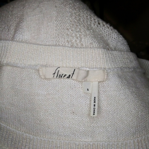 Anthropologie Floreat Ivory Cottagecore Style Crocheted Linen Blend Sweater - Picture 8 of 10